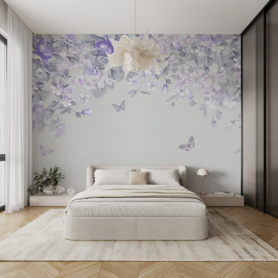 Un design floral cu fluturi