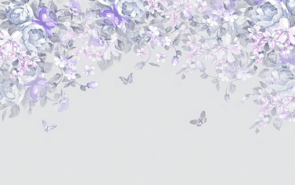 Un design floral cu fluturi Un design floral cu fluturi