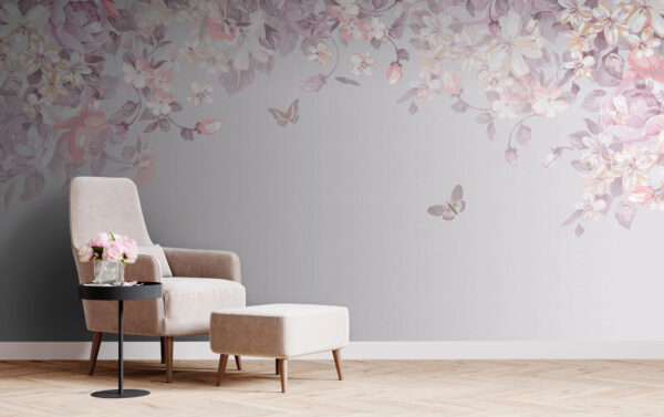 Model floral cu fluturi Model floral cu fluturi