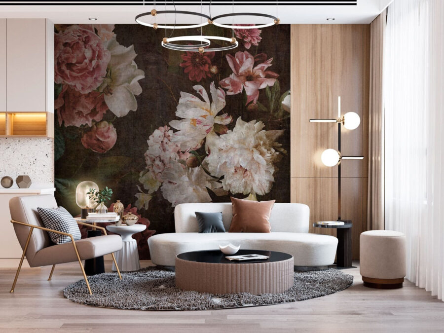 Aranjament floral clasic pe fundal texturat