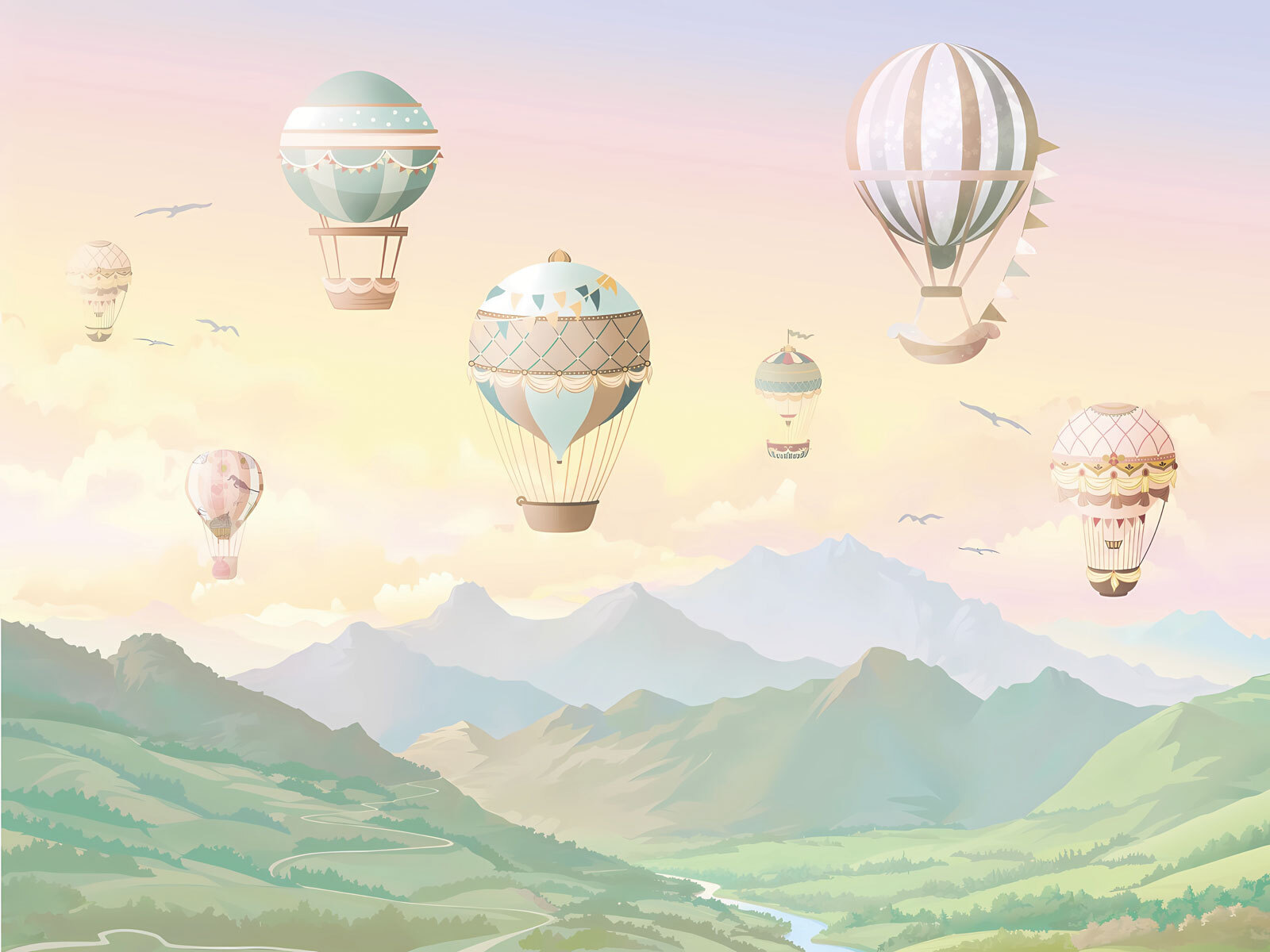 Group of hot air balloons in the sky
