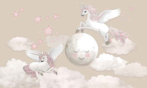 Grup de unicorni care zboară pe lună Grup de unicorni care zboară pe lună