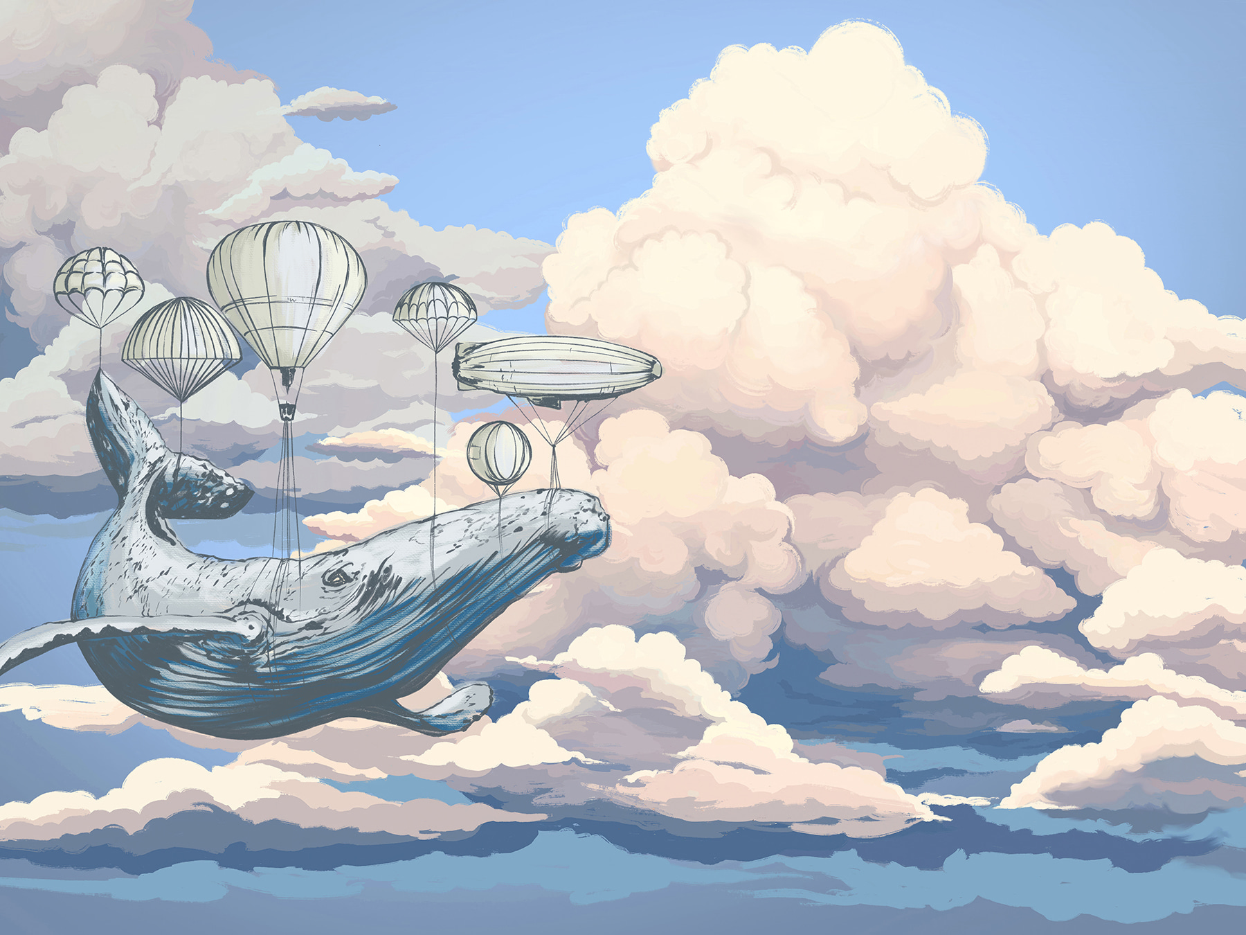 Whale with hot air balloons Whale with hot air balloons