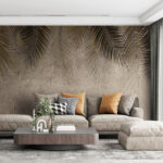 Fototapet Frunze de palmier pe un fundal texturat