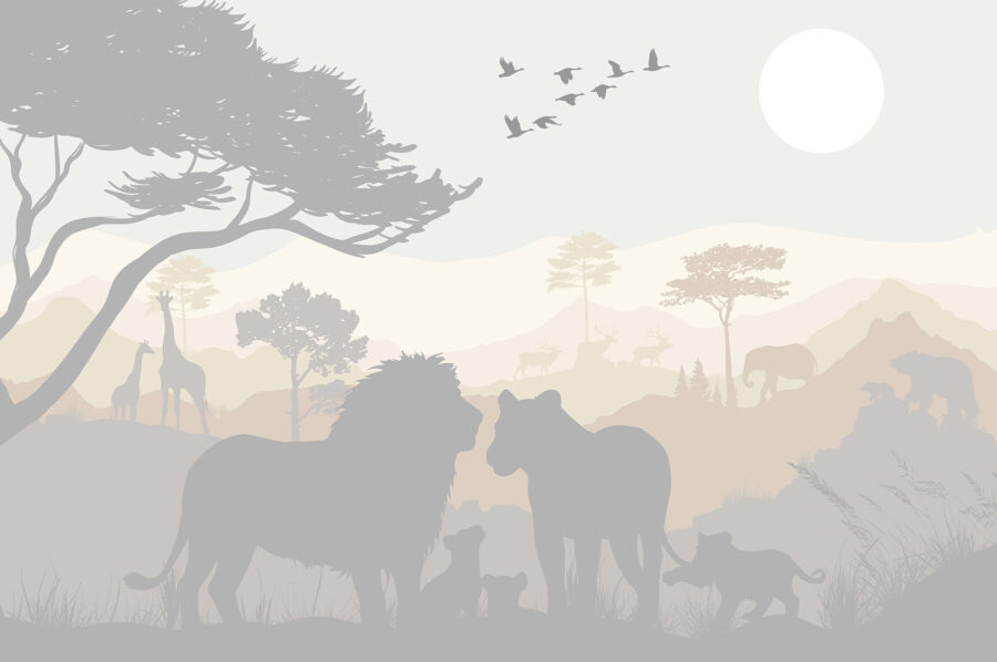 Fototapet Grup de animale într-un peisaj - imagine 6