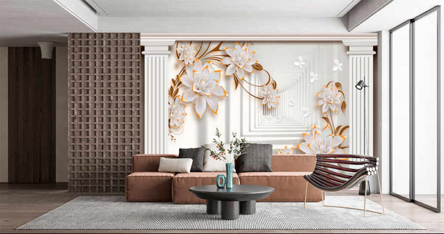 Cadru floral elegant cu file de unt