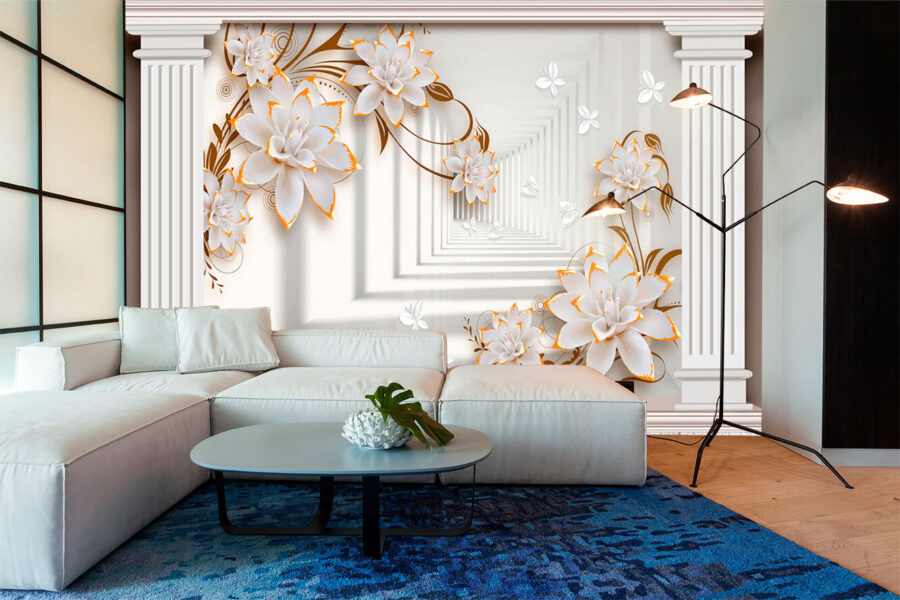 Cadru floral elegant cu file de unt