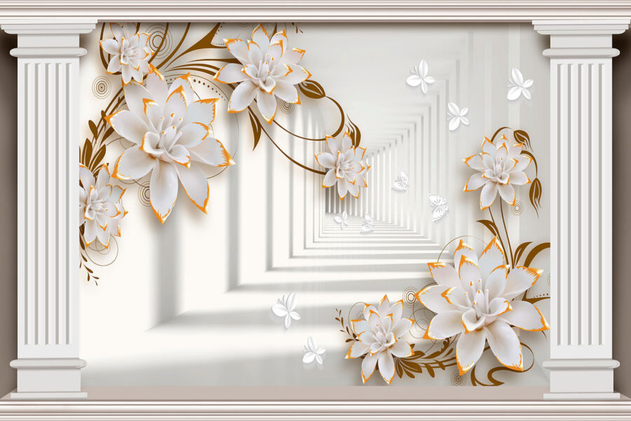 Cadru floral elegant cu file de unt