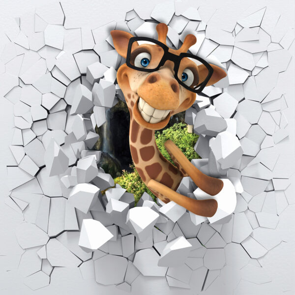 Giraffe cartoon character in glasses