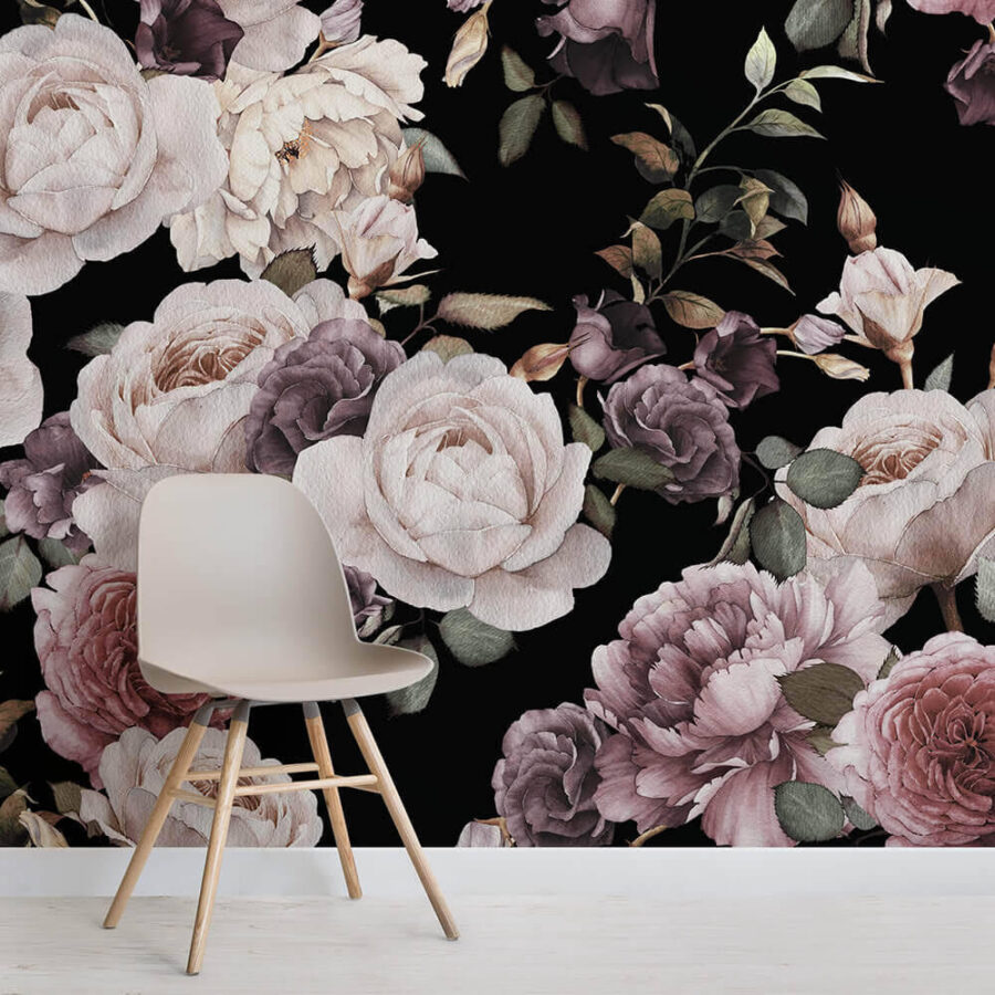 Aranjament floral elegant pe fundal întunecat