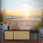 Fototapet Plajă cu iarbă și un corp de apă