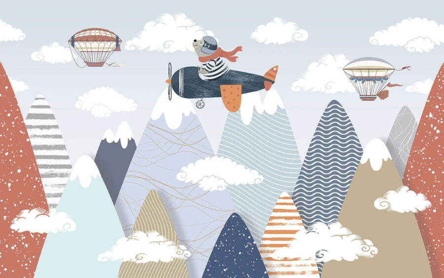 Cartoon urs zbura pe un avion