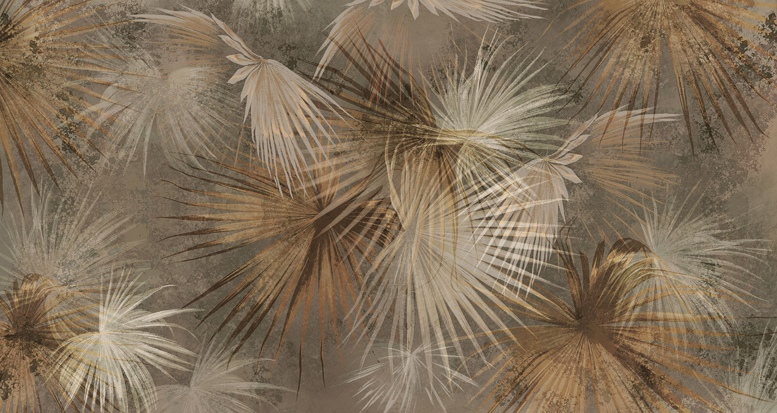 Tropical leaves in earthy tones