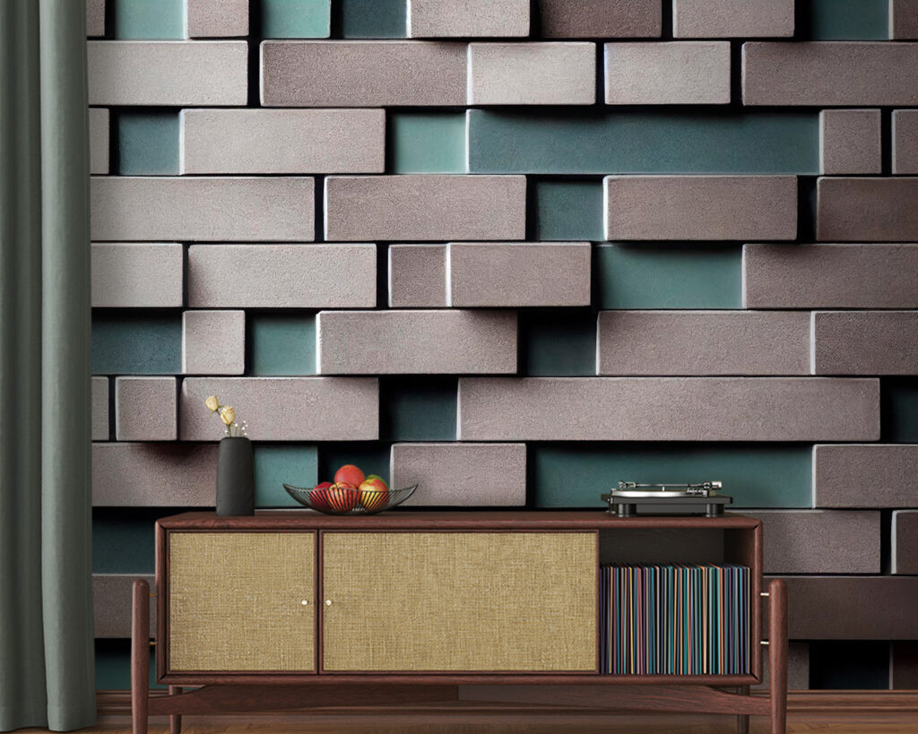 Wall of white and grey bricks