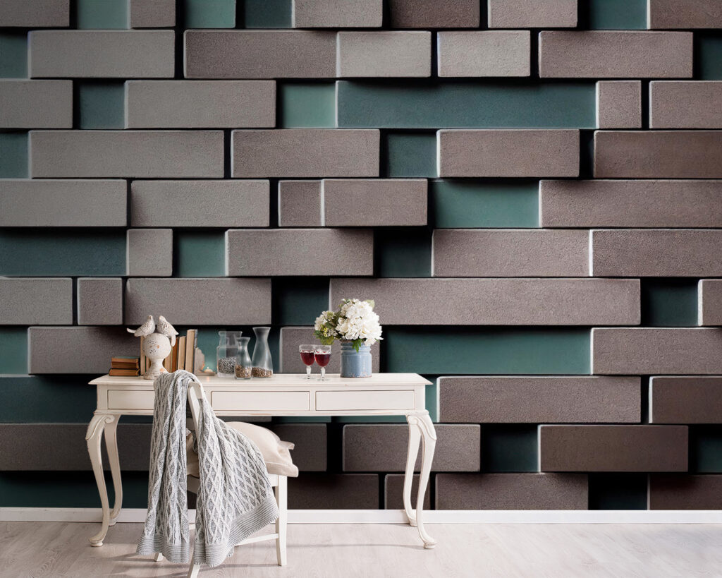 Wall of white and grey bricks