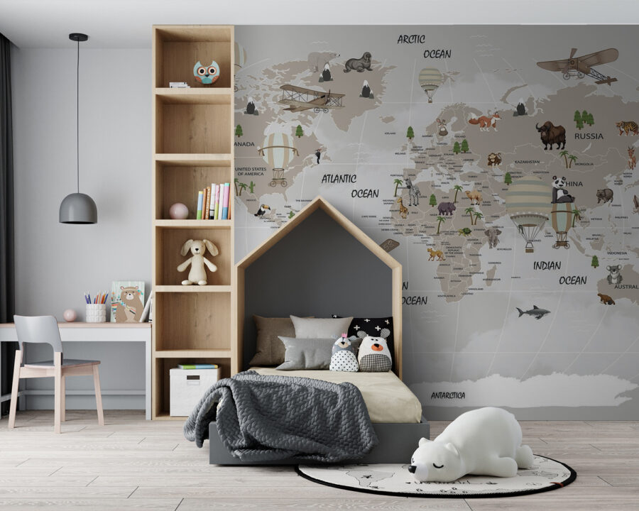 Fototapet Harta lumii cu animale - imagine 6