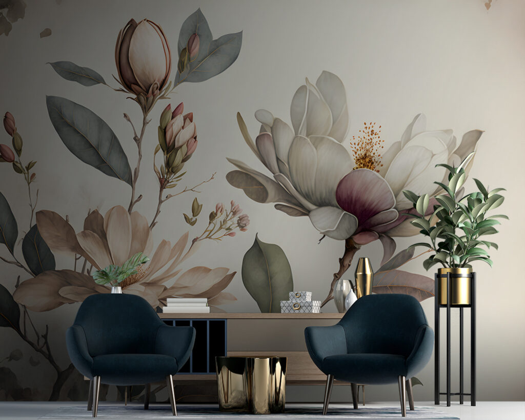 Elegant magnolia blooms in soft hues