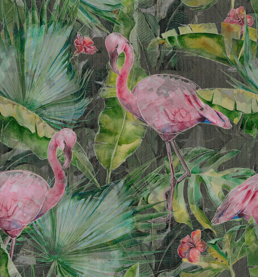 Flamingo roz și frunze verzi Flamingo roz și frunze verzi