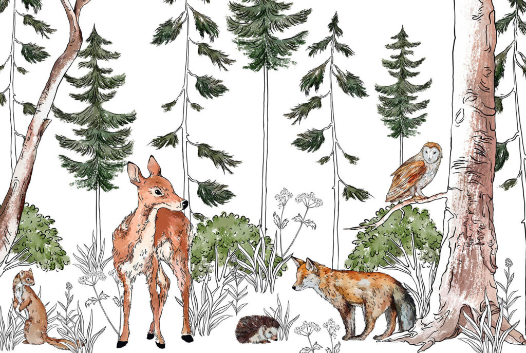 Grup de animale într-o pădure Grup de animale într-o pădure