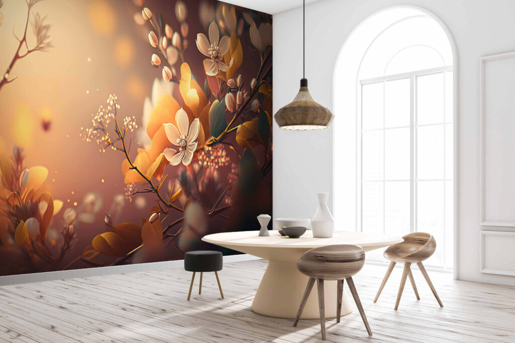 Delicate blooms in soft sunlight