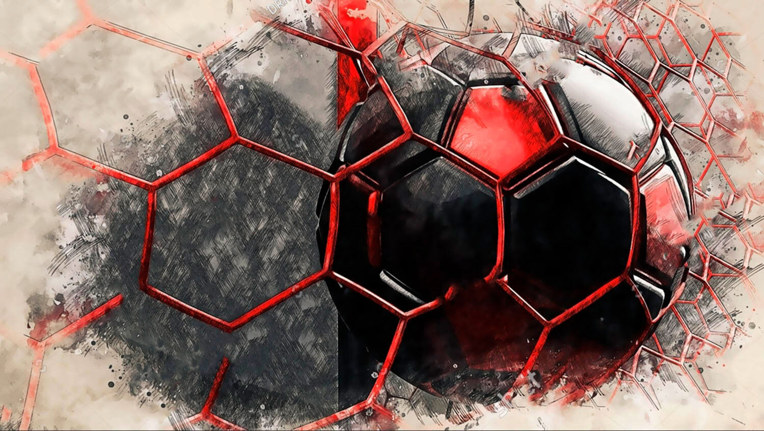 Football ball in a net