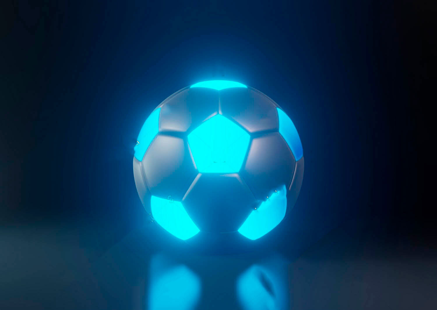 Football ball with blue lights
