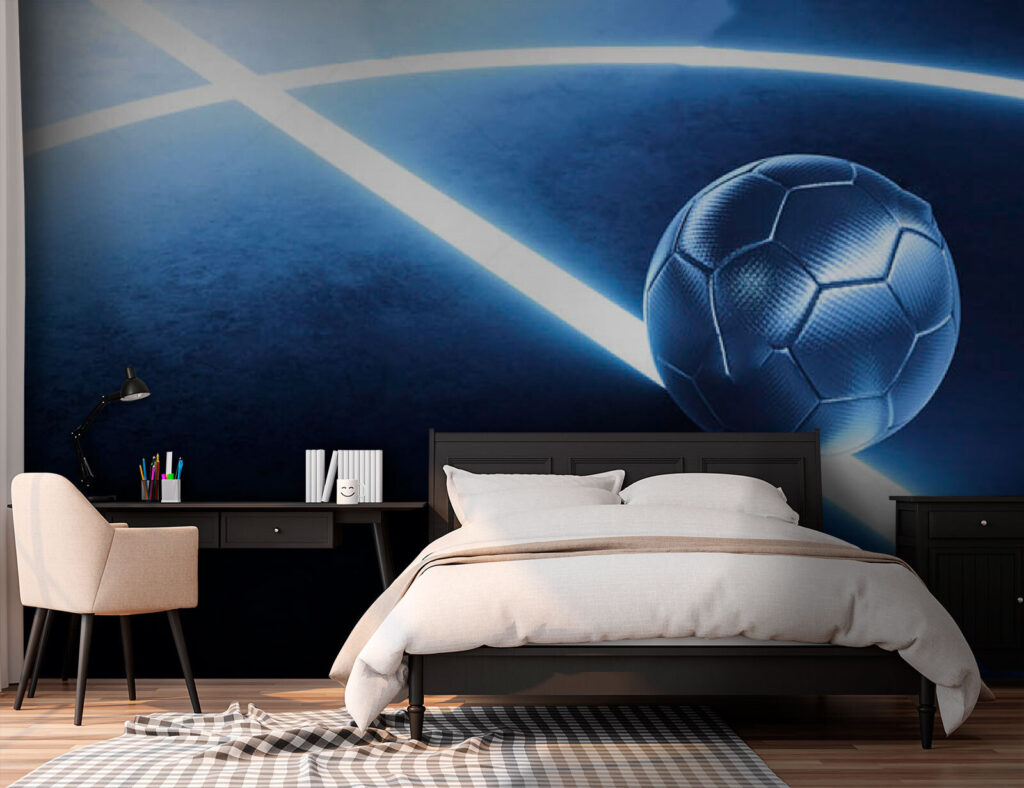 Football ball on a blue surface Football ball on a blue surface