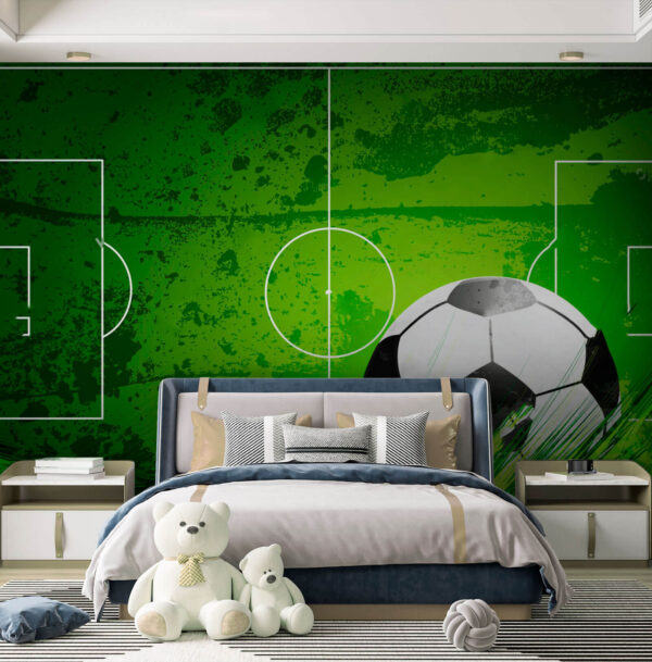 Minge de fotbal pe un teren verde Minge de fotbal pe un teren verde