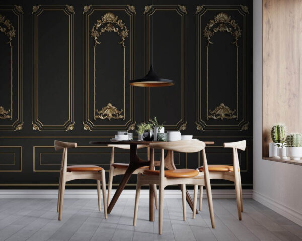 Panouri negre elegante cu accente ornamentate Panouri negre elegante cu accente ornamentate
