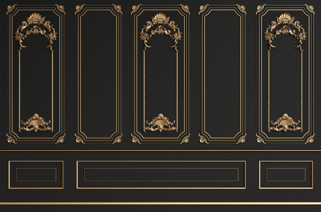 Panouri negre elegante cu accente ornamentate Panouri negre elegante cu accente ornamentate