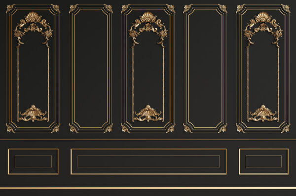 Panouri negre elegante cu accente ornamentate Panouri negre elegante cu accente ornamentate
