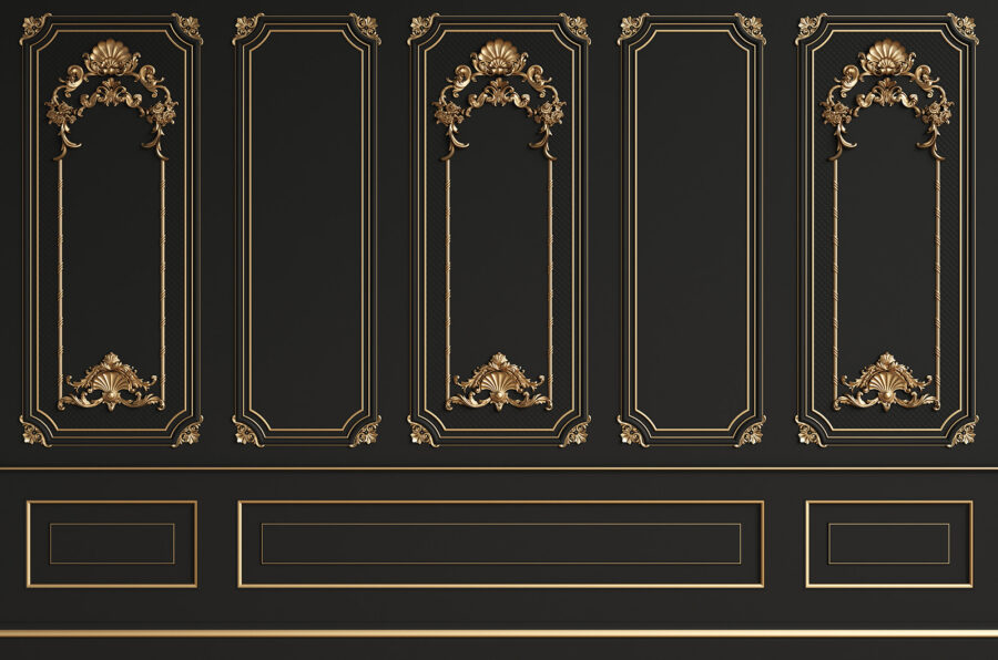 Panouri negre elegante cu accente ornamentate