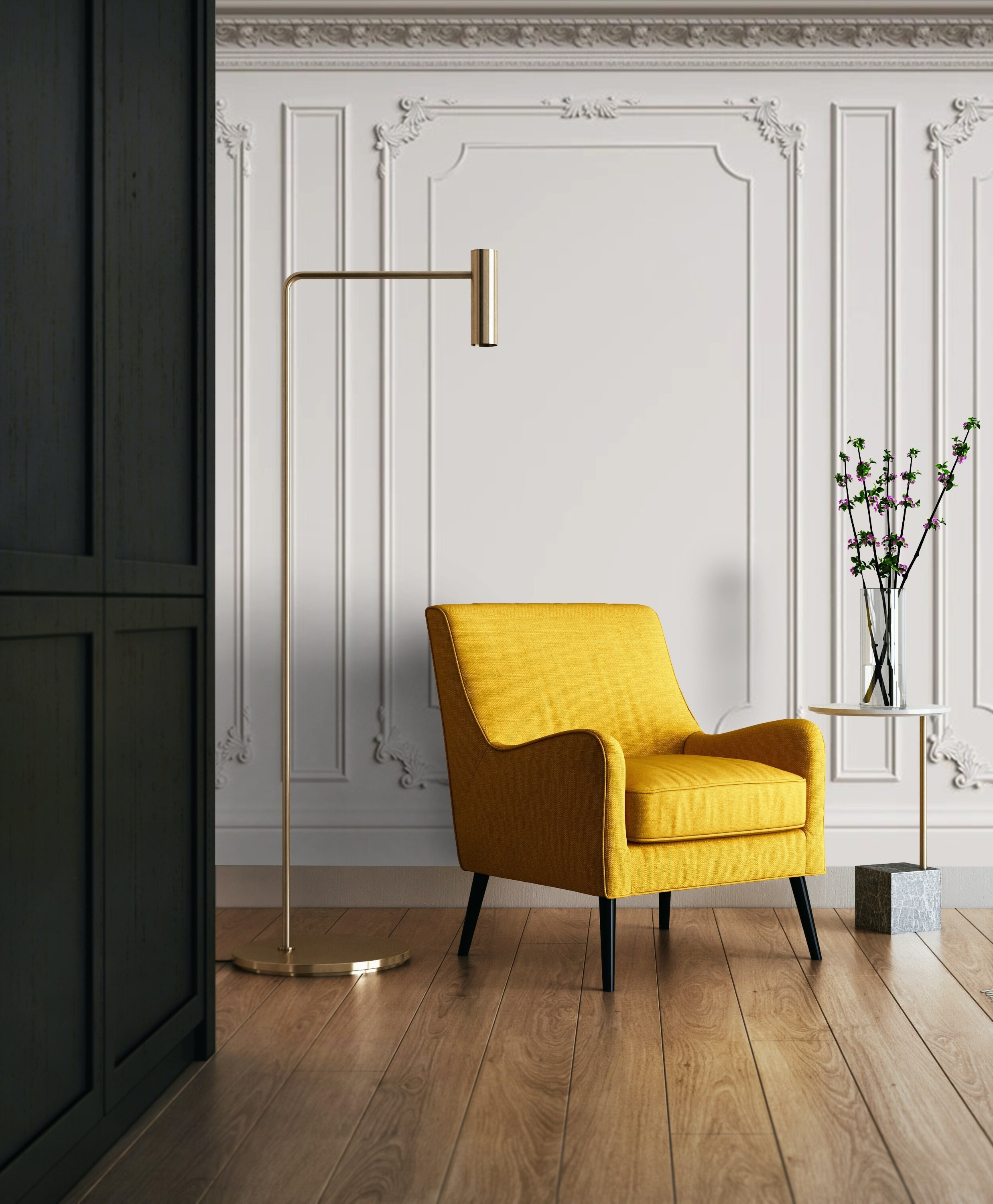 White wall with molding