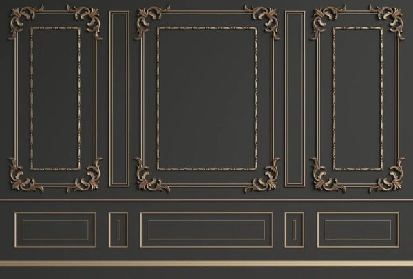 Design elegant de perete ornamentat în tonuri întunecate Design elegant de perete ornamentat în tonuri întunecate