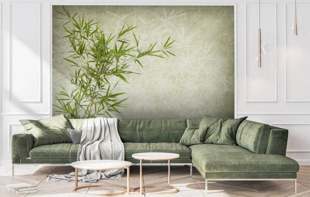 Lush bamboo against a textured background