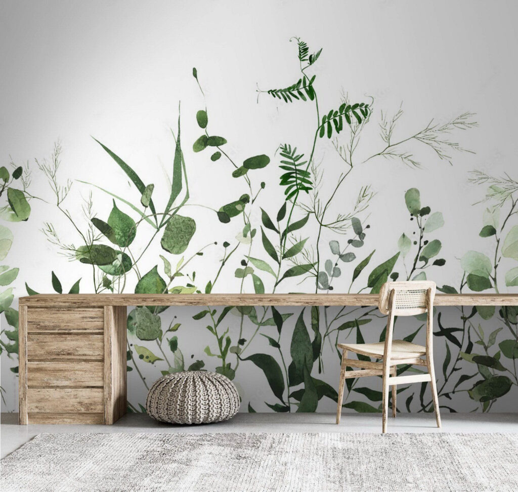 Lush greenery on a white background