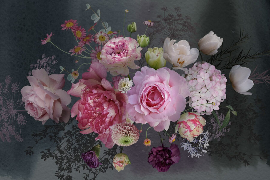 Fototapet Buchet de flori pe un fundal negru - imagine 4