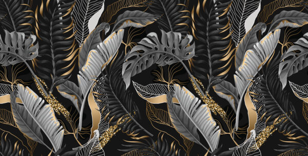 Frunziș tropical luxuriant cu accente strălucitoare. Frunziș tropical luxuriant cu accente strălucitoare.