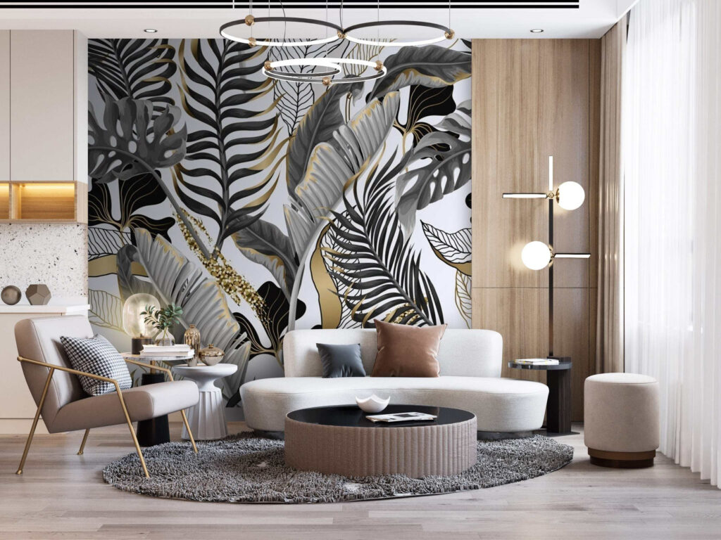 Pattern of leaves and flowers