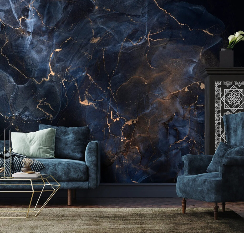 Midnight marbled with copper veins