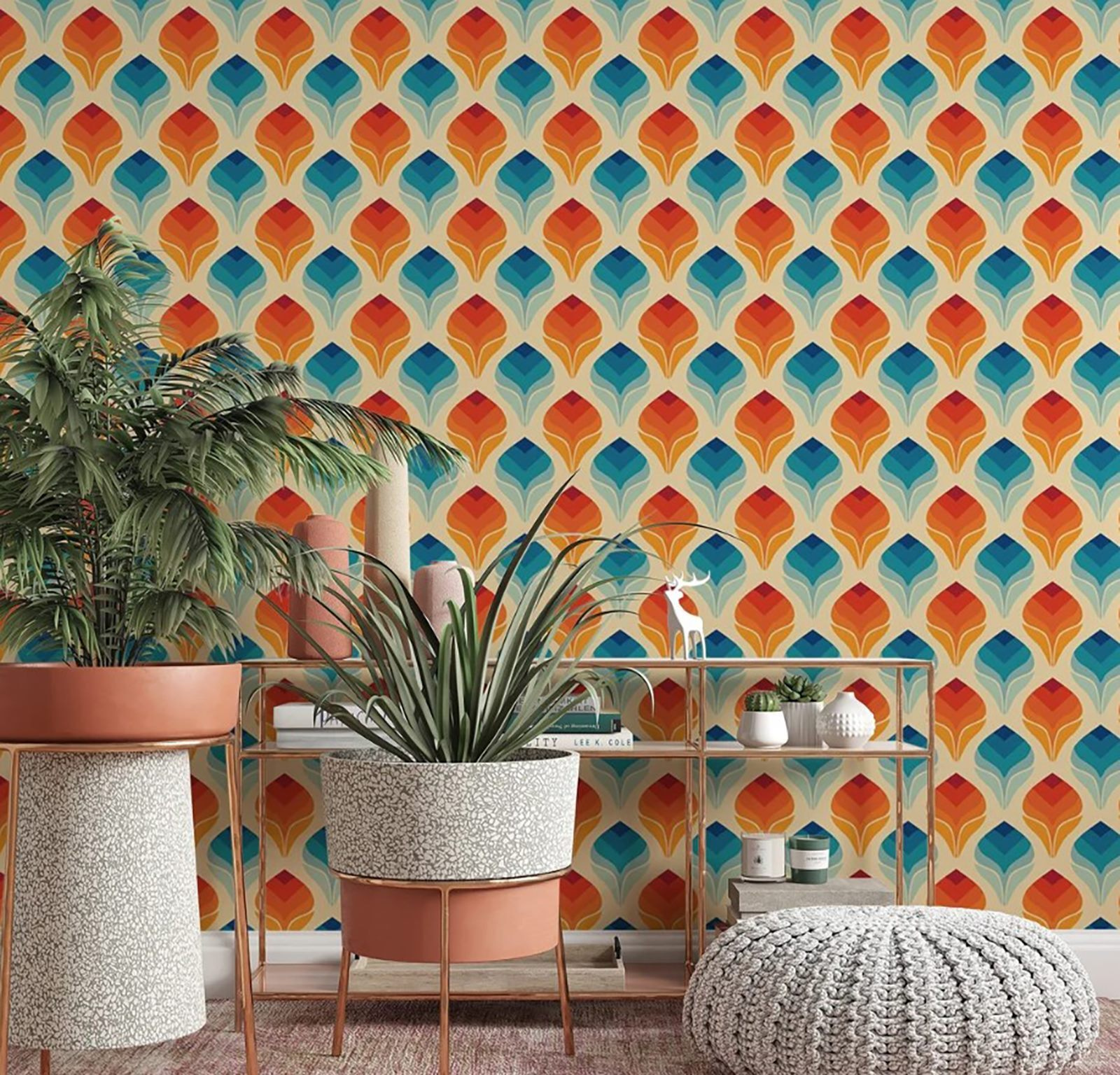 Model de frunze portocalii și albastre u71428pig1m - Model de frunze portocalii și albastre - tegory