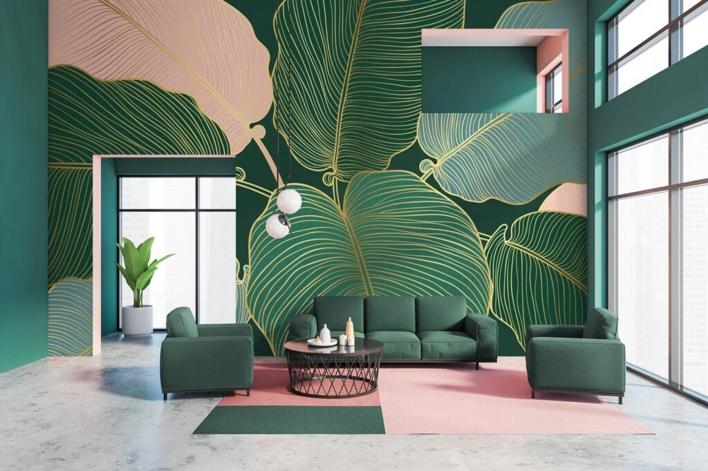 Tropical leaves with elegant lines