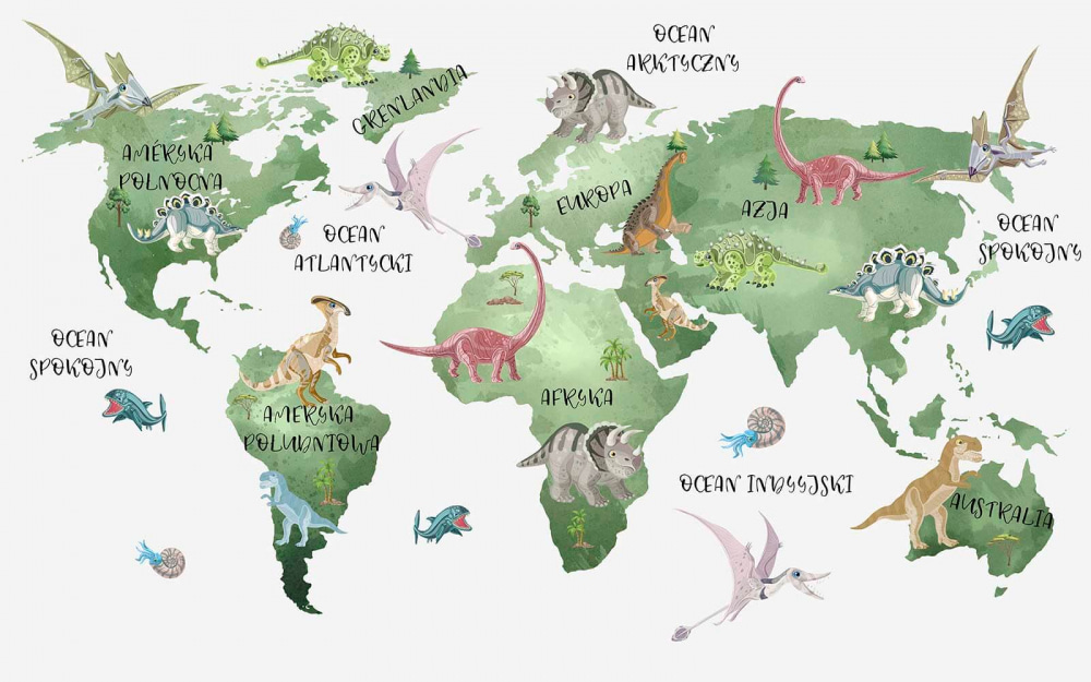 Harta lumii cu dinozauri Harta lumii cu dinozauri