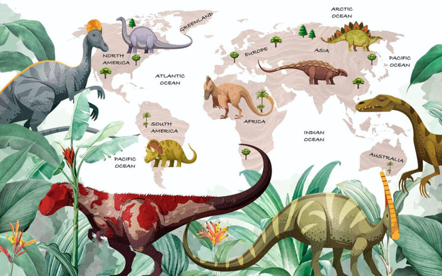 Fototapet Harta dinozaurilor cu plante și nume - imagine 4