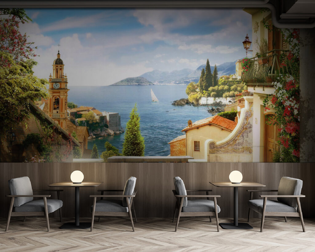 View of a town from a balcony