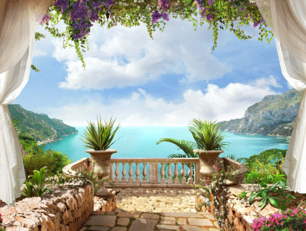 Balcon cu plante și vedere la ocean Balcon cu plante și vedere la ocean