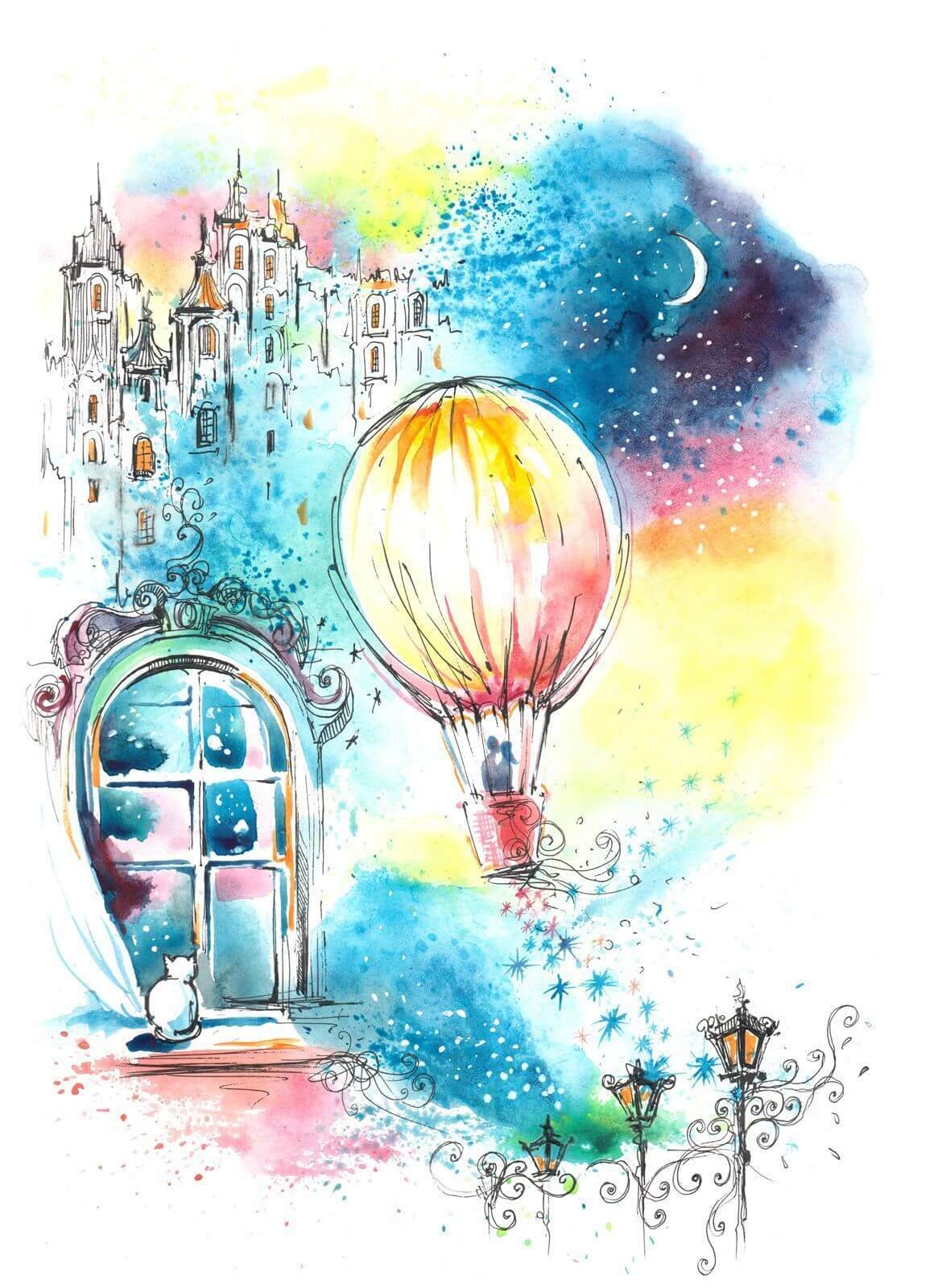 u67978p - Balon cu aer cald pe cer - tegory