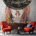 Fototapet Pictură de o femeie cu o pălărie