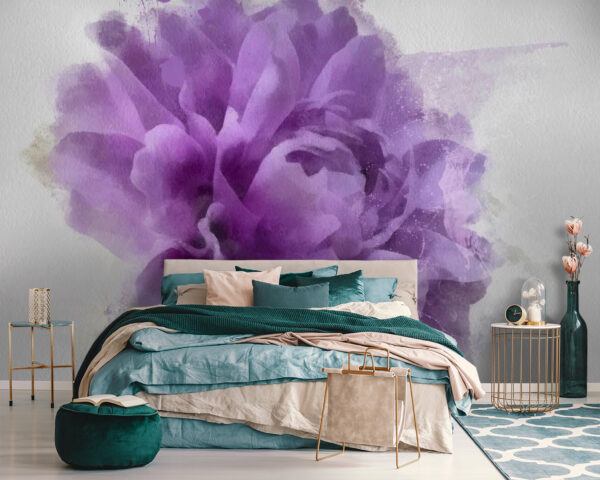 Floare violet cu stropi de vopsea Floare violet cu stropi de vopsea