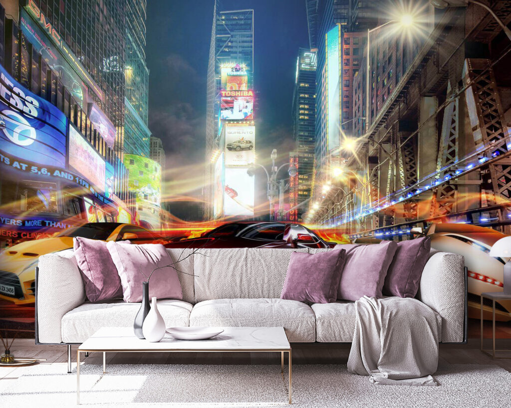 Car on fire in a city